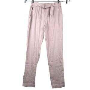 Vince womens belted lienen tapered peony linen pants‎ pink sz XS